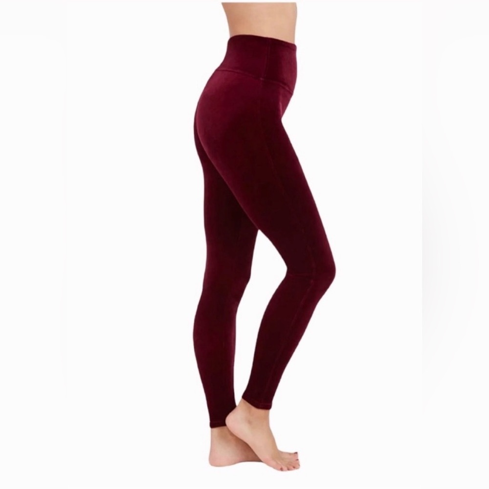 NWT SPANX Deep Burgundy Velvet Leggings